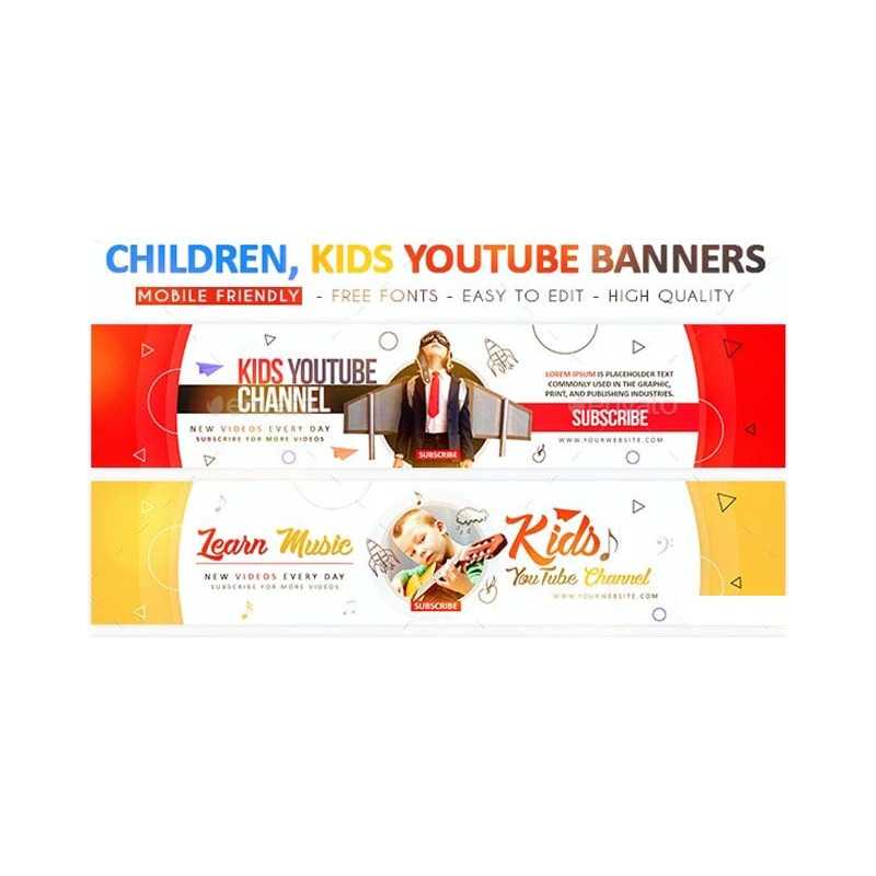 Premium YouTube Kids PSD Banners