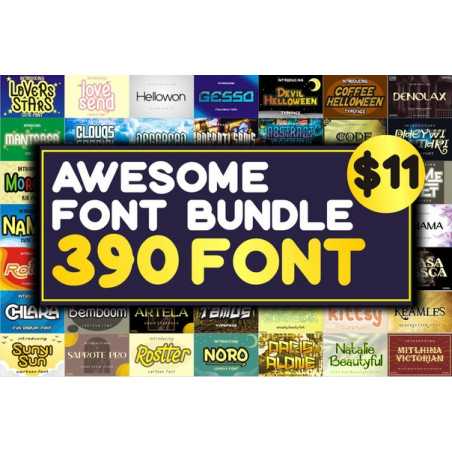 Awesome 390 Fonts Bundle