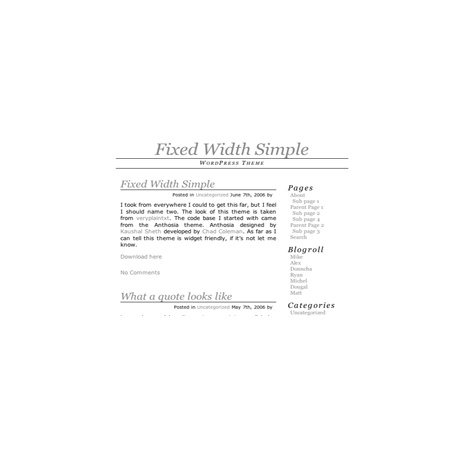Fixed Width Simple WP Theme – Free PLR Website