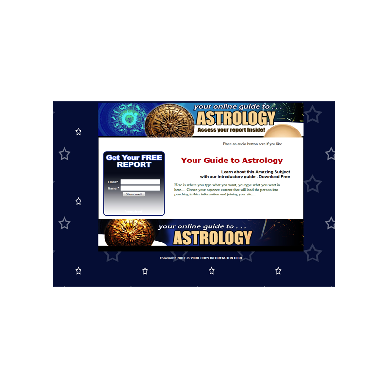 Astrology HTML PSD Squeeze Page Template – Free MRR Website