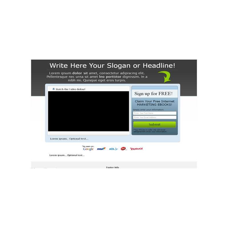 Video Squeeze Page HTML Template Grey – Free PLR Website