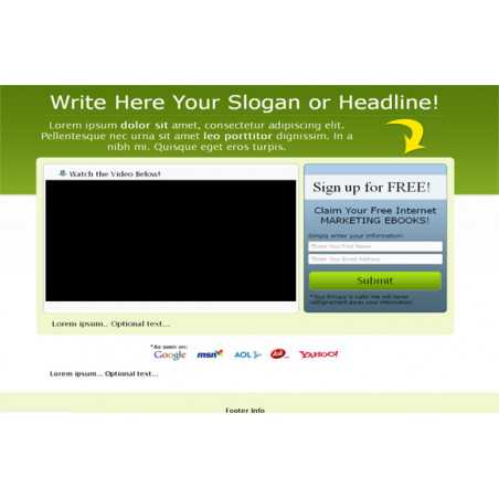 Video Squeeze Page HTML Template Green – Free PLR Website