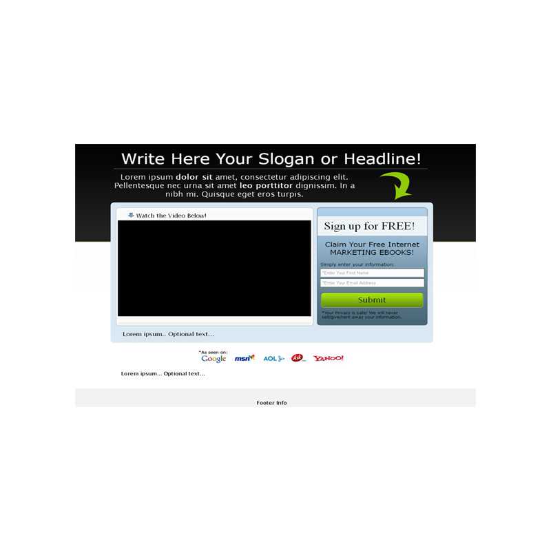 Video Squeeze Page HTML Template Black – Free PLR Website