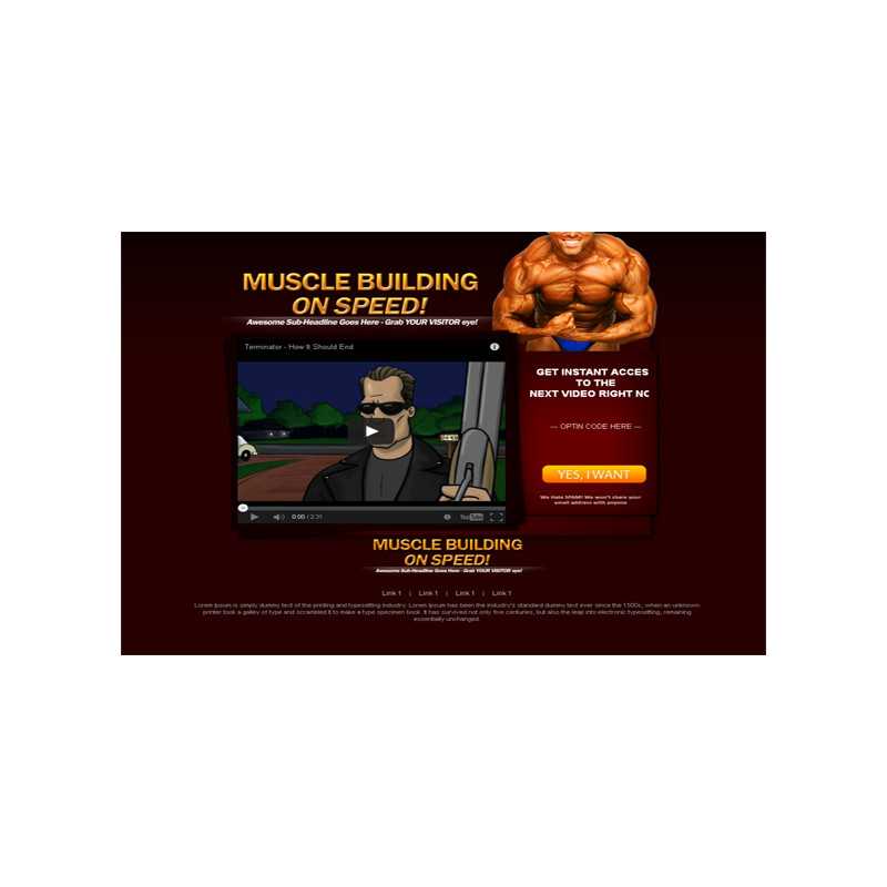Muscle Building HTML Video Squeeze Page – Free MRR Website
