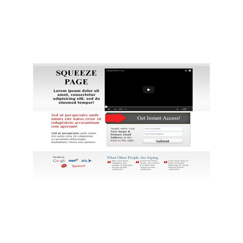 Modern Video Squeeze Page HTML Template Grey – Free PLR Website