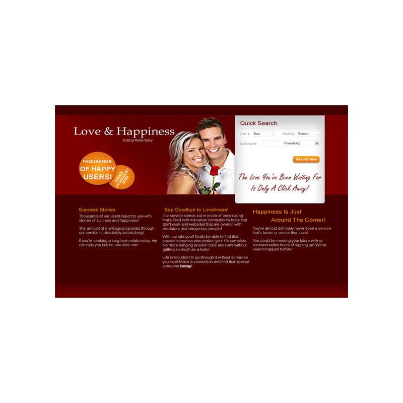 Love and Happiness HTML and PSD Template – Free PLR Website