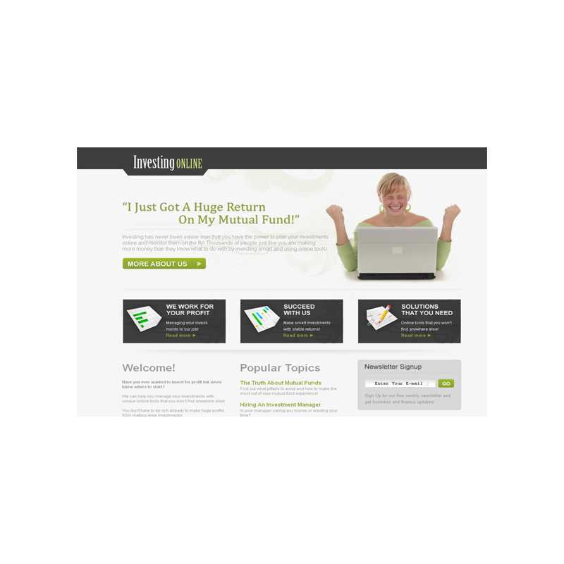 Investing Online HTML and PSD Template – Free PLR Website